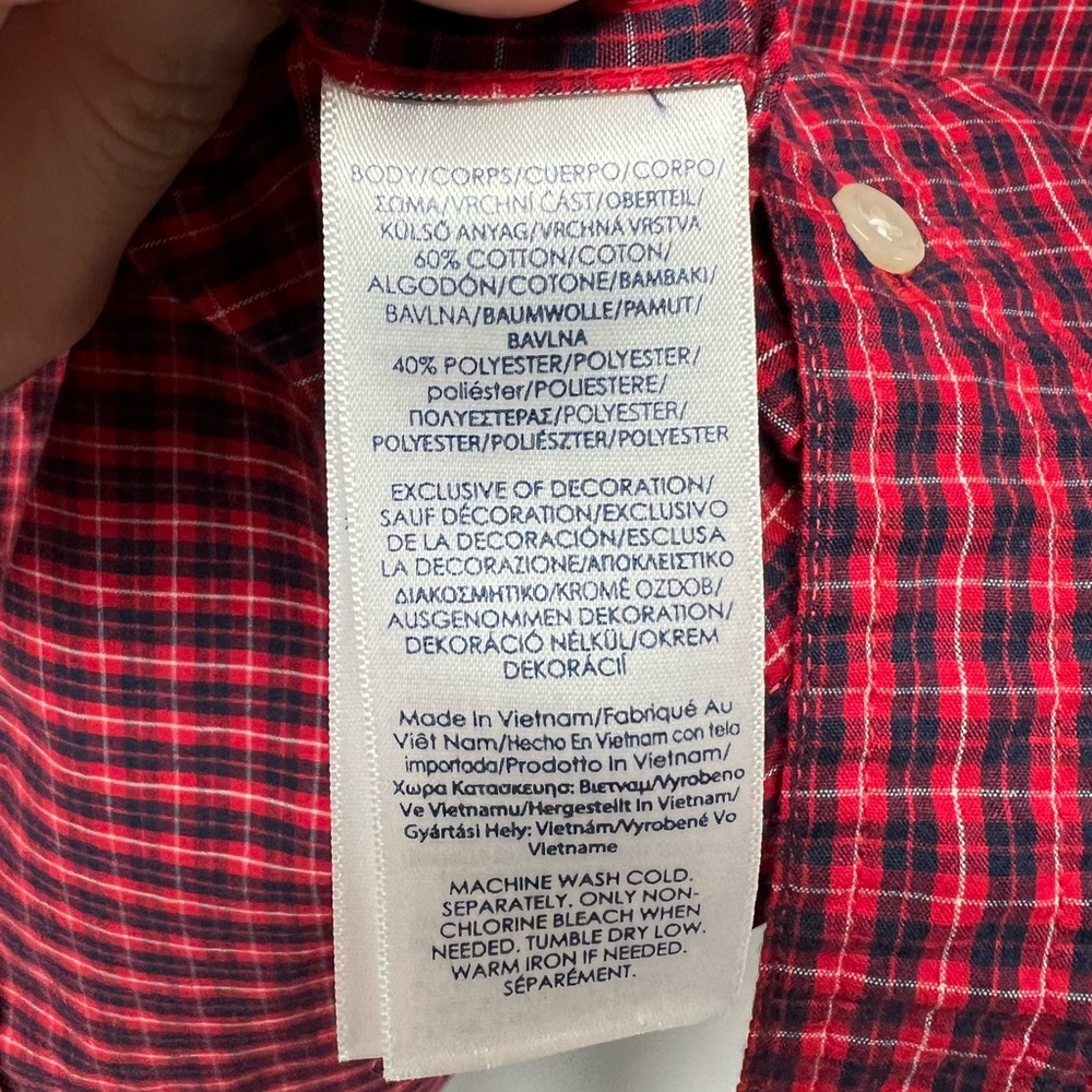 Chaps Easy Care Red, Blue and White Plaid Button Down Shirt - Size Medium - Picture 6 of 8